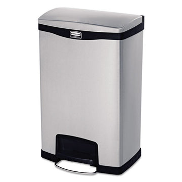 Rubbermaid® Commercial Slim Jim Stainless Steel Step-on Container With Dual Liner, Front Step, 13 Gal, Black freeshipping - TVN Wholesale